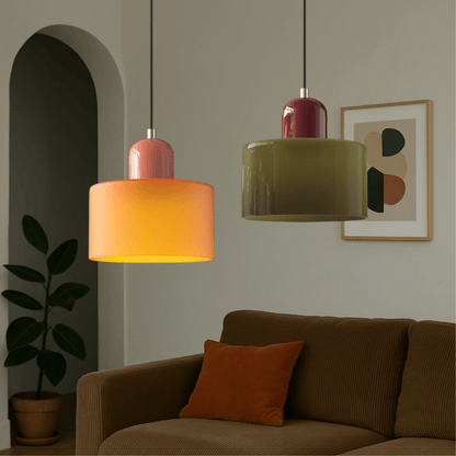 Bauhaus Pendelleuchte Farbglas – Moderne Hängelampe Buntglas