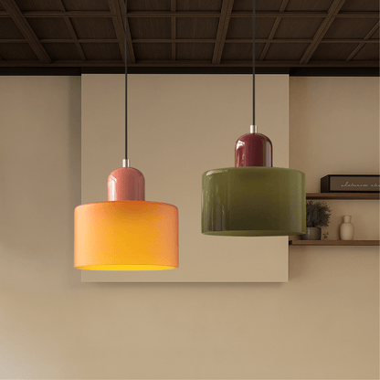 Bauhaus Pendelleuchte Farbglas – Moderne Hängelampe Buntglas