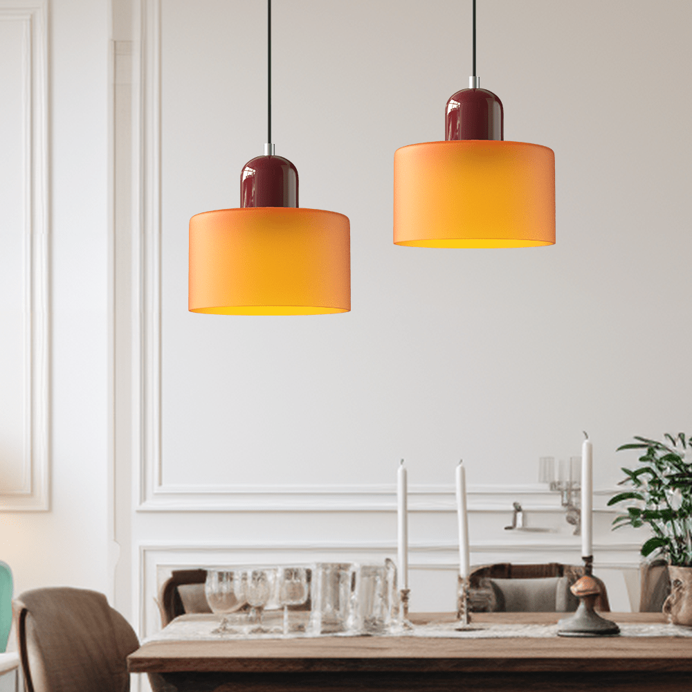 Bauhaus Pendelleuchte Farbglas – Moderne Hängelampe Buntglas