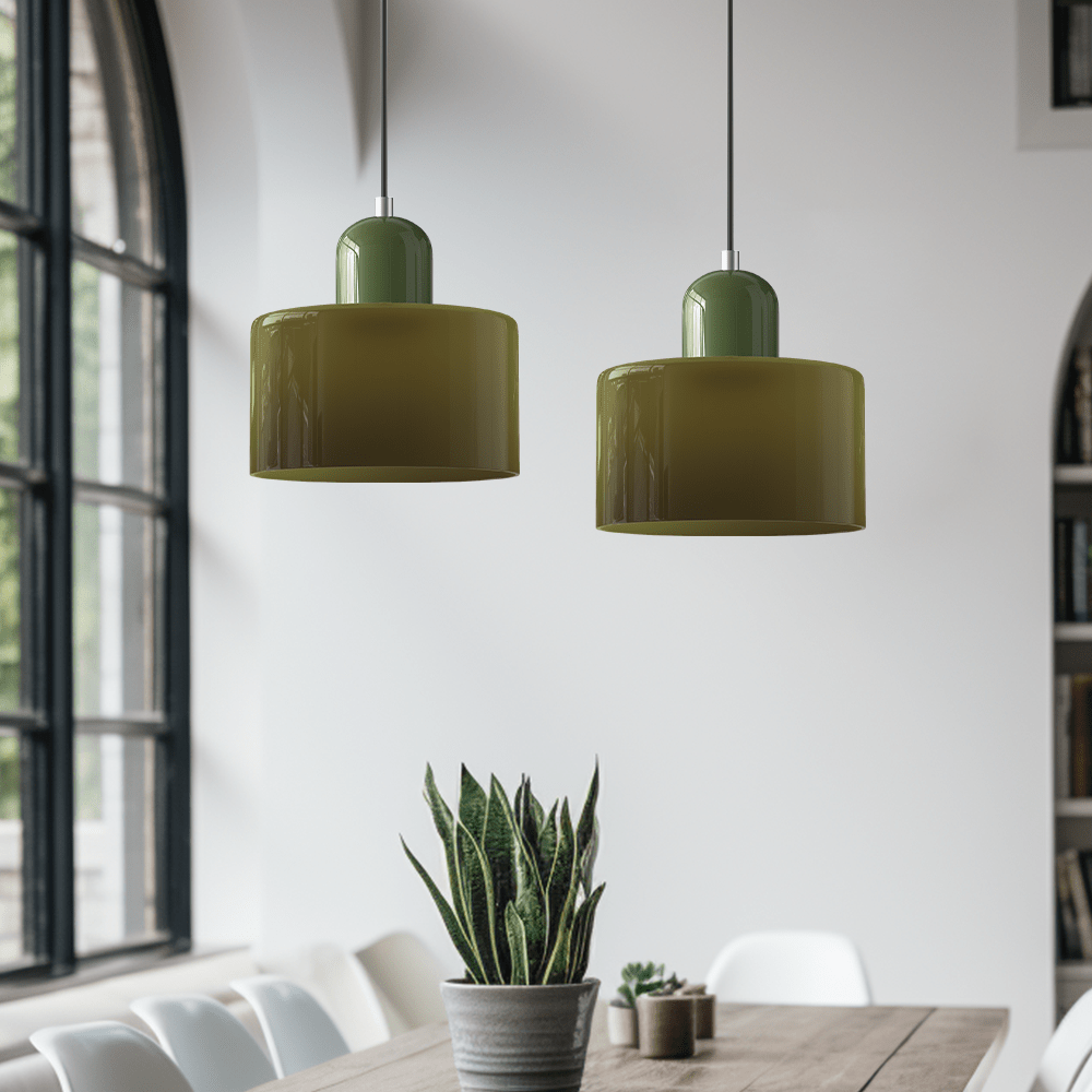 Bauhaus Pendelleuchte Farbglas – Moderne Hängelampe Buntglas