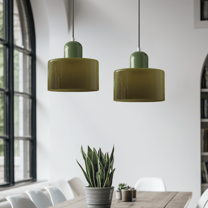 Bauhaus Pendelleuchte Farbglas – Moderne Hängelampe Buntglas