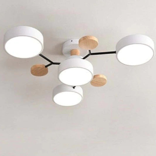 LED Deckenleuchte Holz Rund Weiß
